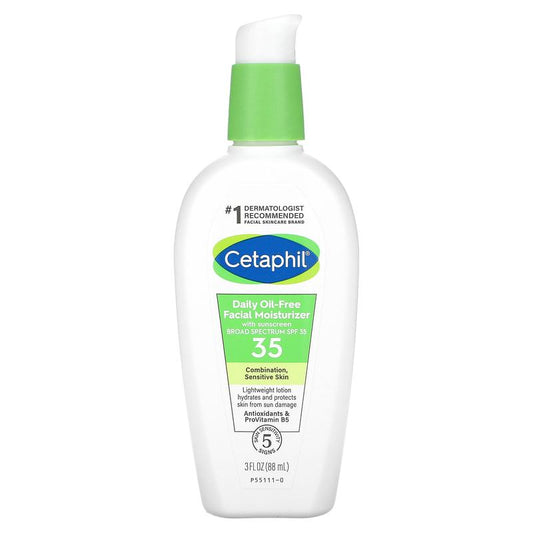 Cetaphil Daily Oil-Free Facial Moisturizer,  With Sunscreen, SPF 35, 3 fl oz (88 ml)