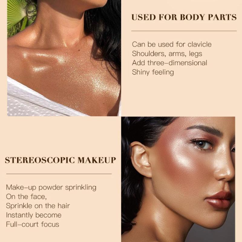 Natural Highlighter Powder Stick, 1 Count Long Lasting Body Glitter Makeup Highlight Powder, High-gloss Sparkling Make up Sticks