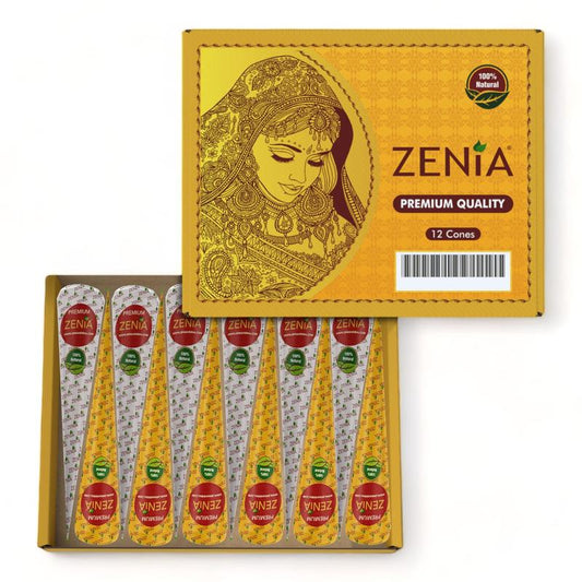 (12 Cone) 35g | Big Size | Fresh Zenia Natural Henna Cone