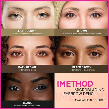 iMethod Eyebrow Pencil - Brow Pencil 2-in-1 Dual-Ended Eyebrow Pen with 3-Prong Micro-Fork-Tip Applicator and Precise Brush-Tip Create Natural-Looking Brows, Stay on All Day, Light Brown