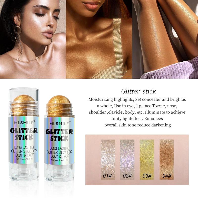 Body Glitter Stick, Shimmer Stick, Highlighter Stick, Body Glitter Makeup Stick, Natural Eye Shadow Highlighting Pen, High-gloss Sparkling Make up Stick