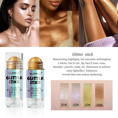 Body Glitter Stick, Shimmer Stick, Highlighter Stick, Body Glitter Makeup Stick, Natural Eye Shadow Highlighting Pen, High-gloss Sparkling Make up Stick