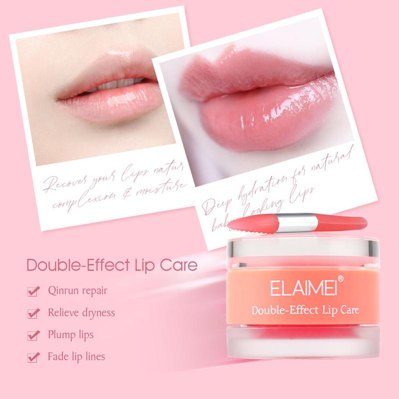 Double Effect Lip Care Kit, 2pcs/set Strawberry  & Peach Flavor Moisturizing Lip Care, Hydrate and Rejuvenate Dry Cracked Lips, Lip Care Products for Women and Girls