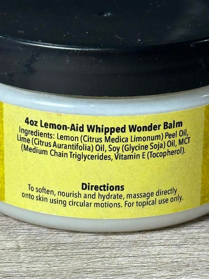 Lemon-Aid Whipped Wonder Balm with Limonene 4oz Hydrating Dry Skin Sensitive Skin Alcohol Free