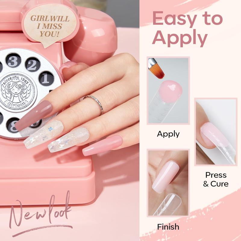 [New Product Sale]Modelones Poly Gel Nail Kit - 6 Colors Poly Nails Extension Gel Kit Nude Clear Black Pink Complete Starter Kit with Nail Lamp for Beginner Salon at Home