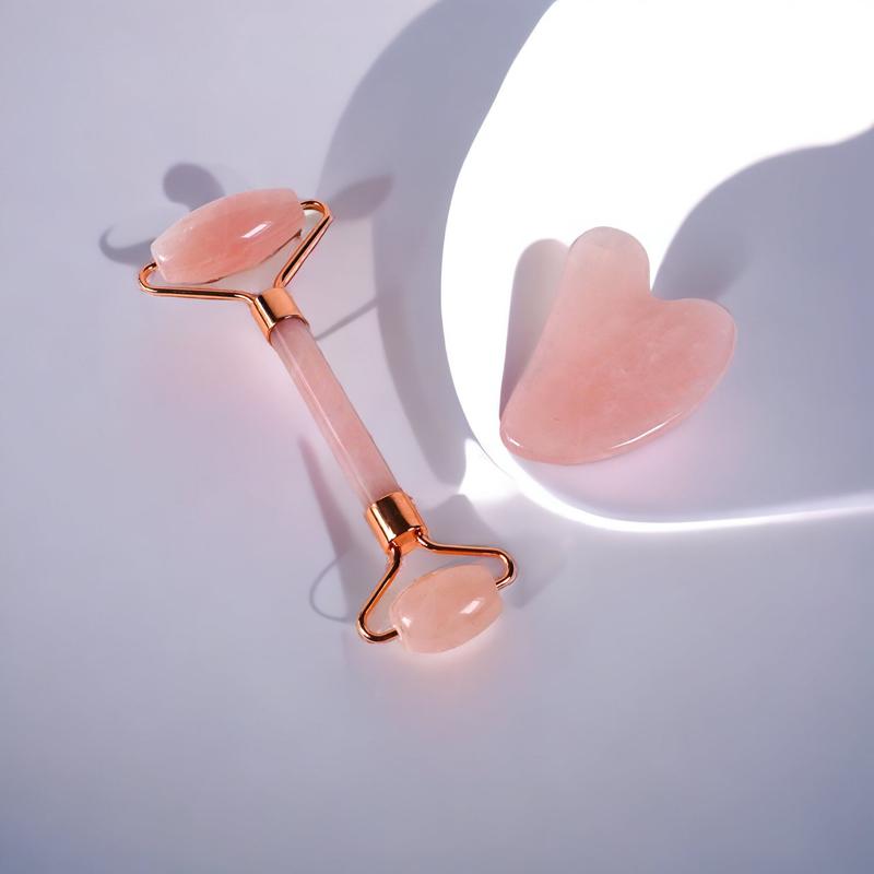 Rose Quartz Gua Sha & Roller Duo Set