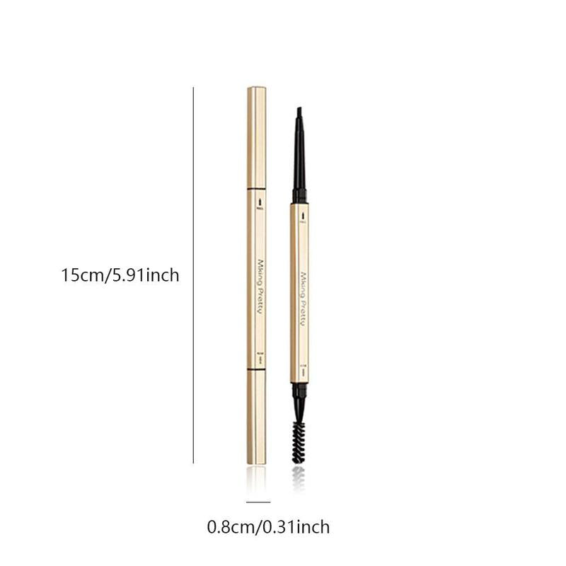 Small Gold Bar Eyebrow Pencil, 1 Count Dual-ended Triangular Machete very Fine Small Gold Chopsticks Eyebrow Pencil, Three-dimensional Sketch Waterproof Sweatproof Non-blotchy Eyebrow Pen