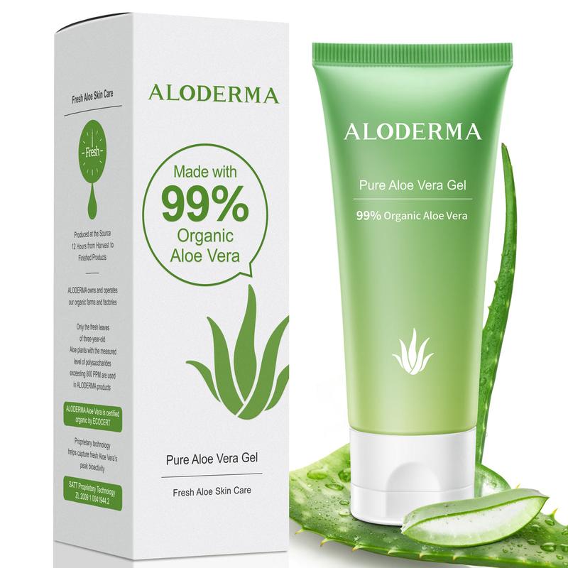 ALODERMA 99% Organic Aloe Vera Gel for Face, Body, Scalp and Hair Made within 12 Hours of Harvest - Natural Hydrating Pure Aloe Vera Gel for Soothing Skincare - Moisturizing Aloe to Rejuvenate and Repair Sensitive Skin, Convenient 4oz Squeeze Tube