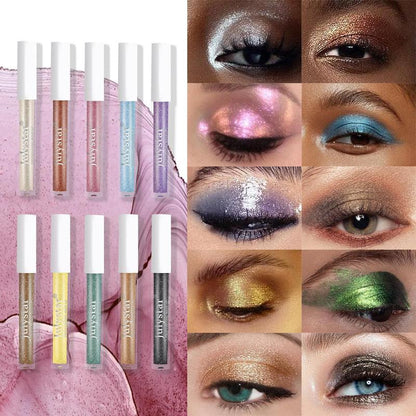 Liquid Eyeshadow Set, 10pcs/set Long-lasting Eyeshadow, Glitter Liquid Eyeshadow, Shimmering Eye Shadow, Glittering Brightening Highlighting Liquid Stick for Crystal Eye Makeup