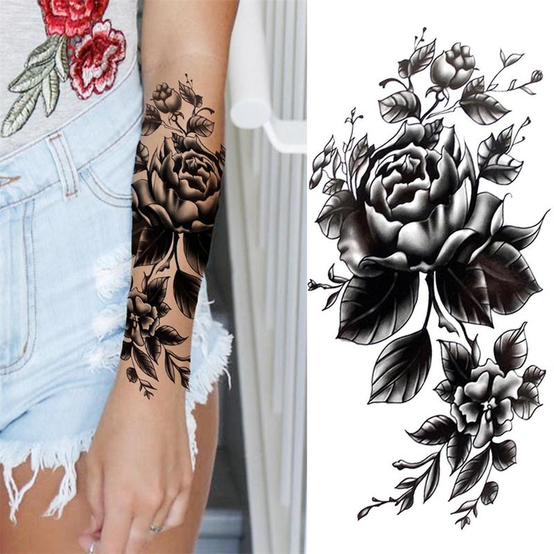 10pcs Flower Pattern Temporary Tattoo, Fake Tattoo Sticker, Body Art for Women & Girls