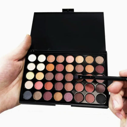 40 Colors Earth Tone Matte & Metallic Eyeshadow Palette, Shimmering Eye Makeup Powder, High Pigmented Glittering Eyeshadow for All Styles Makeup