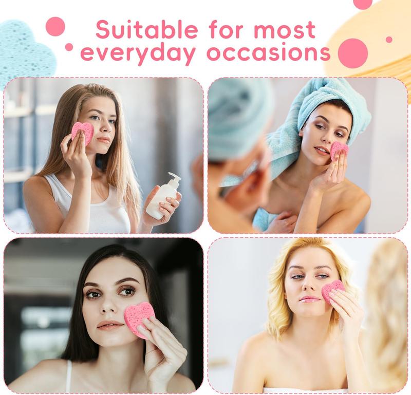 10-Count Heart Shape Compressed Facial Sponges, Natural Cosmetic Spa Sponges for Facial Cleansing for Daily Facial Cleansing, Exfoliating Mask, Makeup Remover. Ideal for Home and Travel