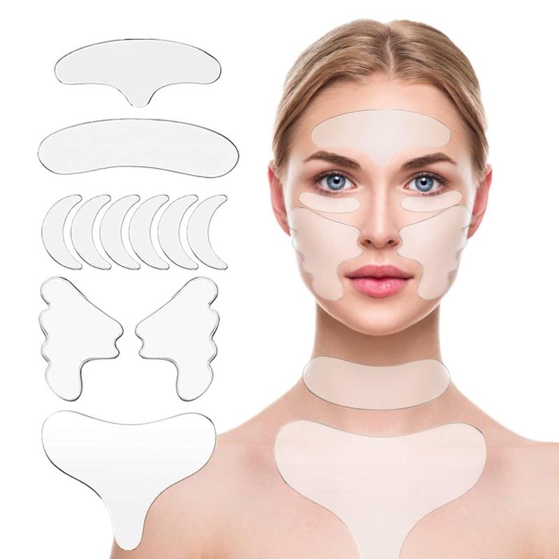 Forehead Wrinkle Patches, 11pcs/set Smoothing Wrinkles Silicone Facial Patches, Neck & Chest Lines, Women's Reusable Wrinkles Tightening Patches