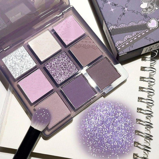 Music Festival Makeup 9 Color Purple Tones?Eyeshadow Palette, Matte Glitter Shimmering Eye Shadow Makeup Palette, High Pigmented Colorful Eye Makeup Product