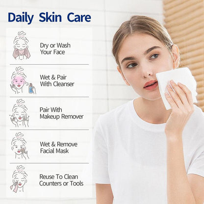 Summer Comfort Disposable Facial Cleaning Towel, 100pcs/pack Gentle Facial Wash Cloth for Sensitive Skin, Lint- Free Facial Tissue for Cleansing, Skincare and Makeup Remover, Dry Wipes, Skincare Tools