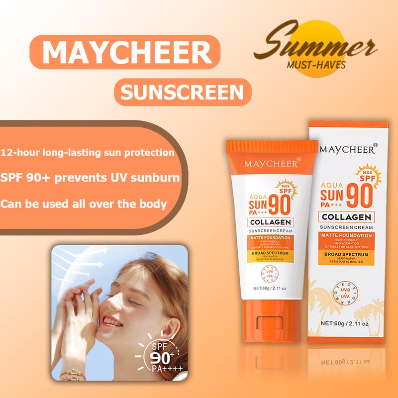 MAYCHEER SPF90+ Sunscreen Cream Summer UV Protection Facial Isolation to Prevent Sunburn Hydrating Moisture