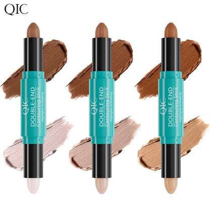 QIC Flawless Brightening Concealer, Illuminating & Highlighting Face Makeup, Conceals Dark Under Eye Circles,Double-End Highlighter Contour- 2 in 1 Makeup Shading - Long-Lasting Waterproof Smooth Cream Bronzer