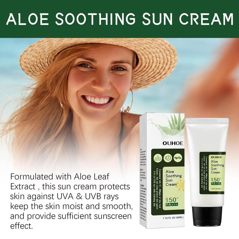 Aloe Vera Soothing Cream, 2 Counts/set Moisturizing Sunscreen Cream, Hydrating Face Cream, Face Lotion for Women & Men