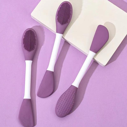 Double-headed Silicone Mask Brush, 1 Count Facial Cleansing Brush With Comfortable Grip For Facial Pore Cleaning, Exfoliating, Face Massaging