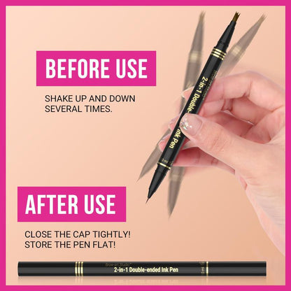 iMethod Eyebrow Pencil - Brow Pencil 2-in-1 Dual-Ended Eyebrow Pen with 3-Prong Micro-Fork-Tip Applicator and Precise Brush-Tip Create Natural-Looking Brows, Stay on All Day, Light Brown Makeup Cosmetic