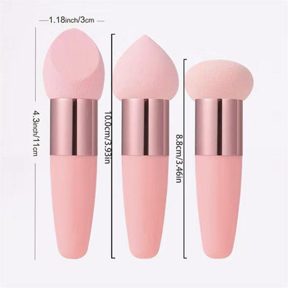 Makeup Sponge With Handle Set, 3 Counts/set Foundation Blending Sponge For Women & Girls, Makeup Tool