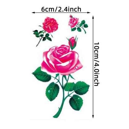 Rose Flower Butterfly Pattern Temporary Tattoo Sticker, 30pcs/set Colorful Long Lasting Fake Tattoo Sticker, Body Art Sticker for Women & Girls