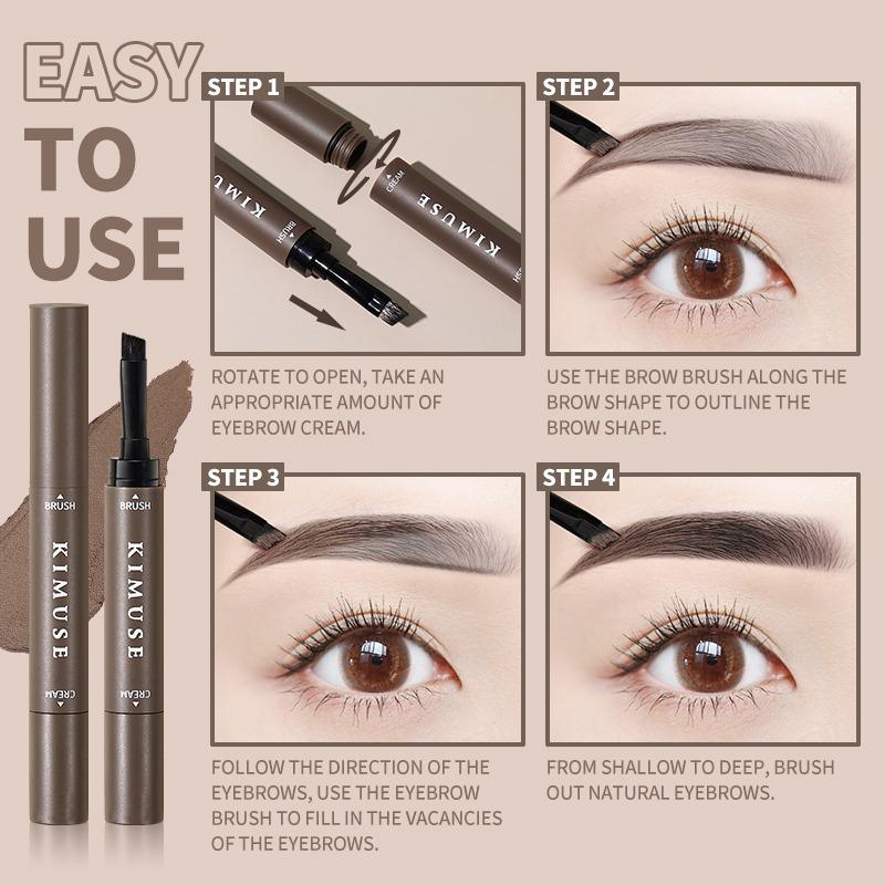 Long Lasting Eyebrow Pencil with Eyebrow Brush & Eyebrow Cream (1 Piece), 2 in 1 Waterproof Eyebrow Makeup Tools, Portable Eye Makeup Equipment For Women & Girls