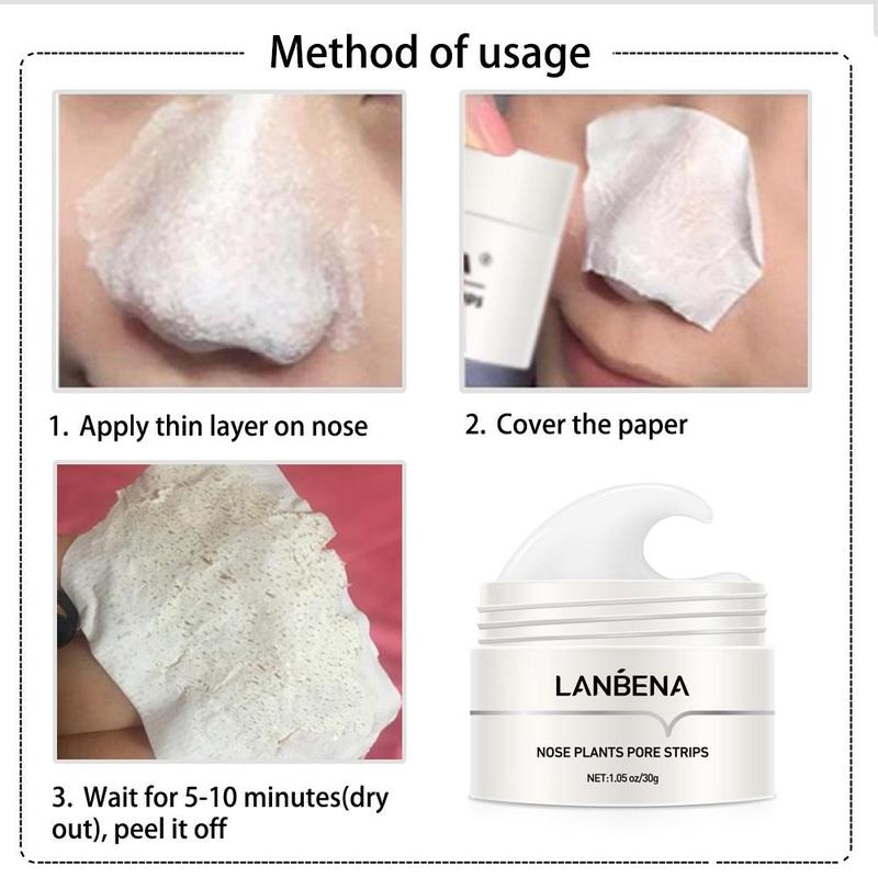 Best Seller Lanbena Blackhead Whiteheads Remover Mask Facial Peeling Nose Strip Acne Deep Cleansing 30g