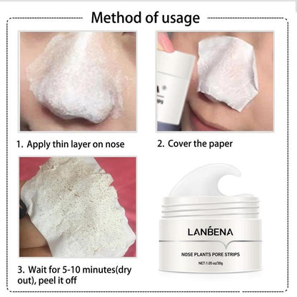 Best Seller Lanbena Blackhead Whiteheads Remover Mask Facial Peeling Nose Strip Acne Deep Cleansing 30g