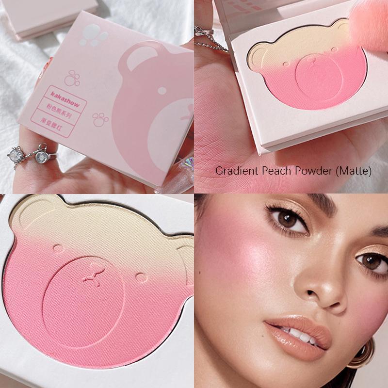 Gradient Blush Powder, Cute Bear Design Blush Palette, Facial Makeup Tools for Daily Use, Fine & Light Blush Palette, Gradient Design Facial Cosmetic