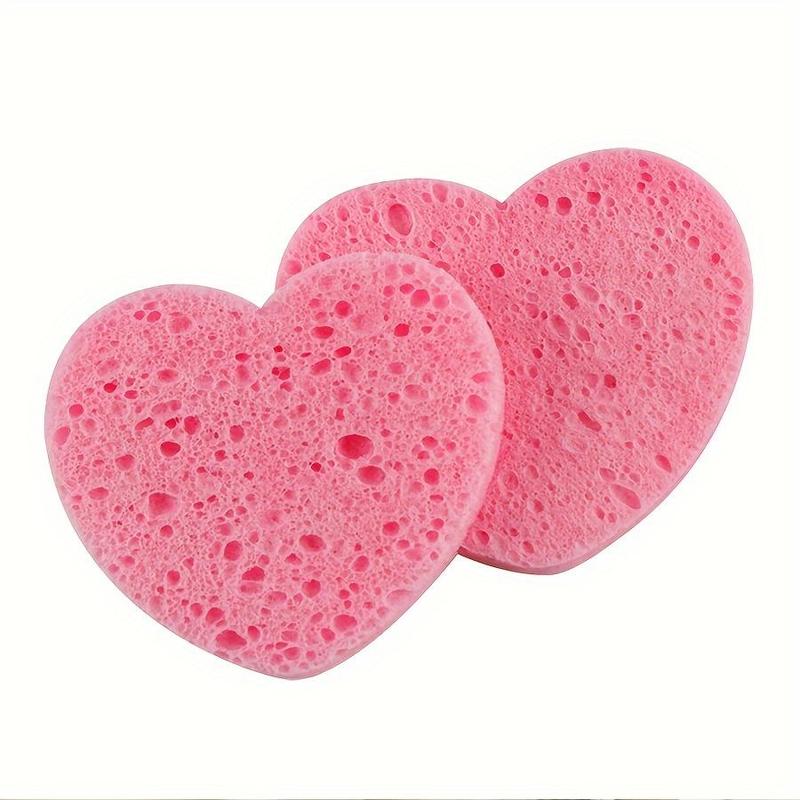 Facial Cleaning Tool Set, 6 Counts/set Heart Shape Double-sided Face Wash Sponge & Face Brush, Makeup Removal Tool, Face Wash Tool