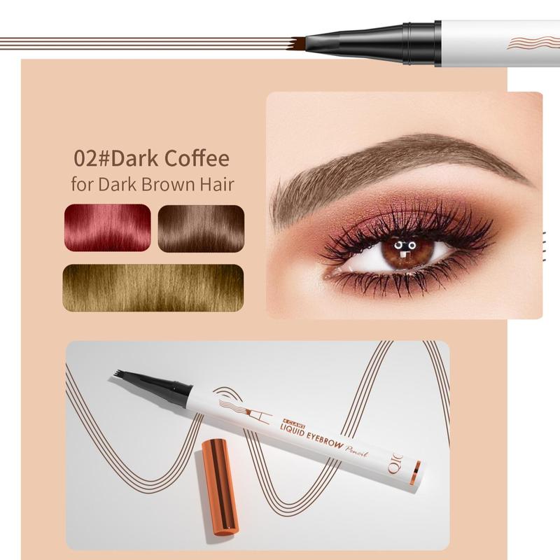 Long lasting Eyebrow Pencil, 1 Count Waterproof Eyebrow Pen with 4 Split Head, Eye Brow Makeup Tool For Women