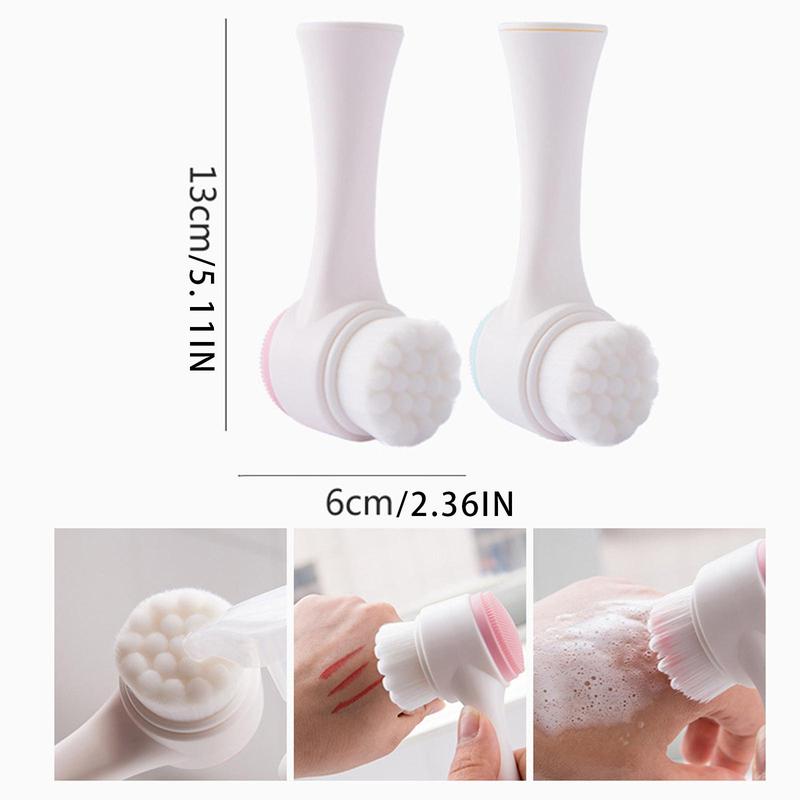 Double-sided Silicone Facial Cleansing Brush, 3pcs/set Manual Face Scrubber, Professional Skincare Tool for Daily Use