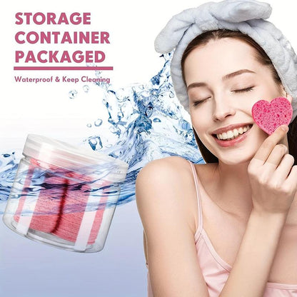 Heart Shaped Facial Cleansing Puff, Dry & Wet Use Makeup Remover Puff for Washing & Exfoliating, Professional Cosmetic Sponges, Facial Skincare Tool