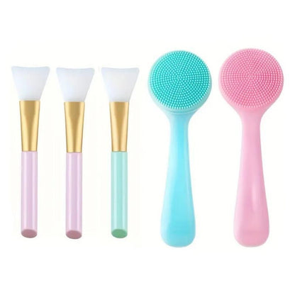 Silicone Face Mask Brushes, 5pcs/set Mask Applicator Spatulas & Face Wash Brushes, Professional Skincare Tools for Daily Use