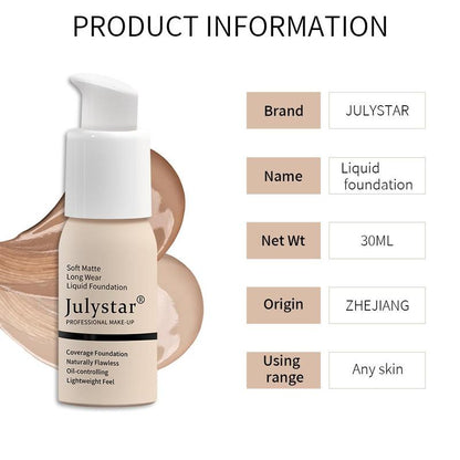 Matte Long-lasting Liquid Foundation, Natural Flawless Lightweight Liquid Foundation, Makeup Product for Women