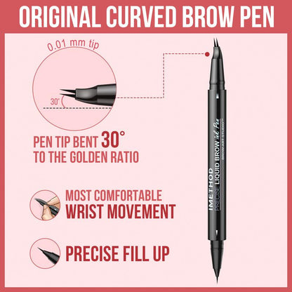 iMethod Curved Eyebrow Pen - Eyebrow Pencil Magical 2-in-1 Dual-Ended Eye Brow Pencils for Women with Fork-Tip & Precise Brush-Tip Create Natural Hair-Like Brows, Last All-Day