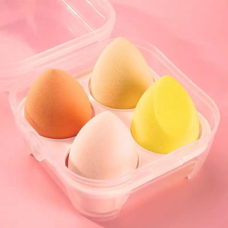 Makeup Sponge Set with Storage Box, 4 Counts Professional Soft Beauty Sponge, Beauty Blender Set, Flawless Makeup Tool for Cream, Powder Liquid & Foundation