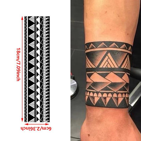 Fashion Black White Arm Ring Geometry Temporary Tattoo Waterproof Men Women Half Personality Thigh Stickers