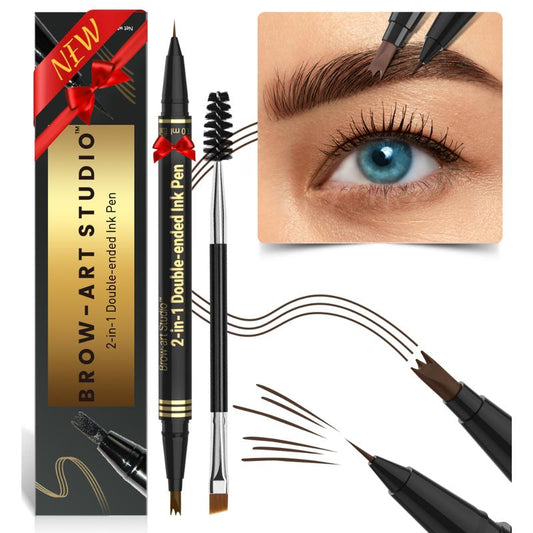 iMethod Microblading Eyebrow Pencil - Brow Pencil 2-in-1 Dual-Ended Eyebrow Pen with 3-Prong Micro-Fork-Tip Applicator and Precise Brush-Tip Create Natural-Looking Brows, Stay on All Day, Light Brown Makeup Cosmetic