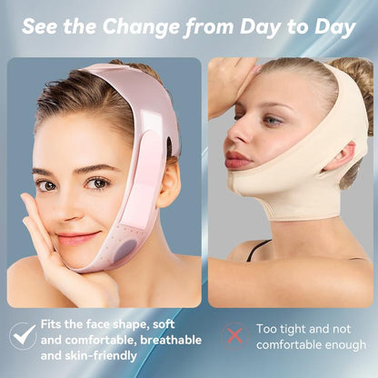 JUSRON Double Chin Reducer V Line Face Lifting Tape Face Strap, Soft Silicone Chin Strap Face Shaper to Removing Double Chin