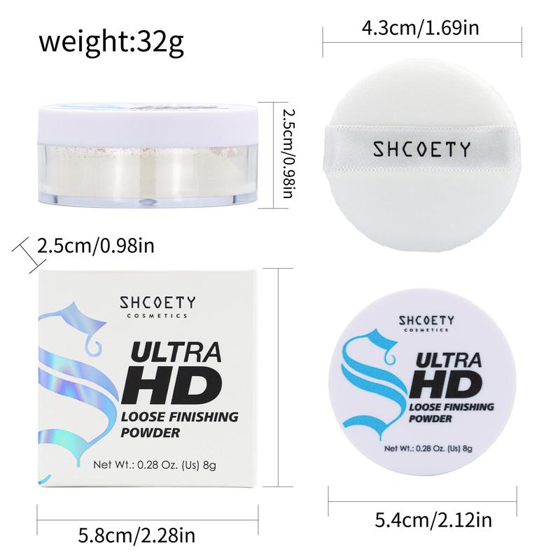 Loose Setting Powder with Soft Sponge, 1 Count?Oil Control Compact Powder, Long Lasting Poreless Face Powder Makeup & Finishing Powder for All Skins