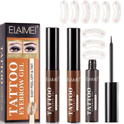 ELAIMEI Tattoo Eyebrow Gel Makeup Waterproof Lasting Eye Brow Enhancers Liquid Gel 3pcs