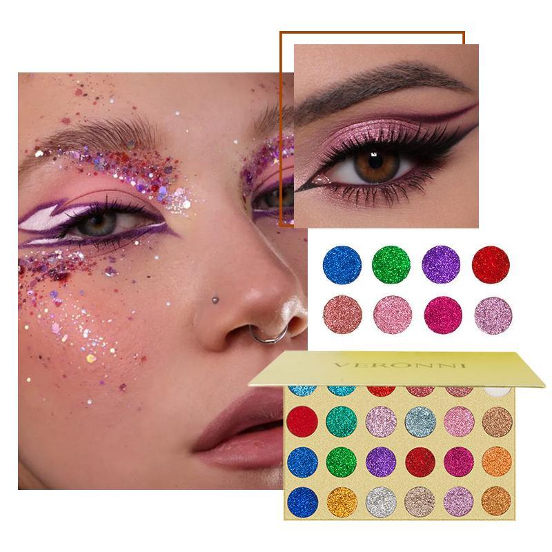 24 Color Shimmer Eyeshadow Palette, Glitter Eye Shadow Makeup Palette, Long Lasting Shimmering Eye Shadow Makeup Products for Women, Gifts for Her