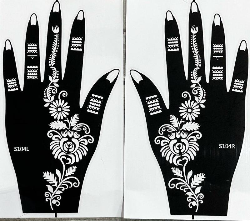 Flirty Findz Henna Tattoo Stencil For Hands, Two Stencils, Item E15