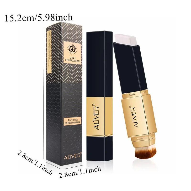 2 in 1 Hydrating Concealer Stick, 1 Count Double Ended Natural Foundation Concealer Stick with Makeup Brush, Moisturizing Long Lasting Makeup Product for Women, Facial Cosmetic