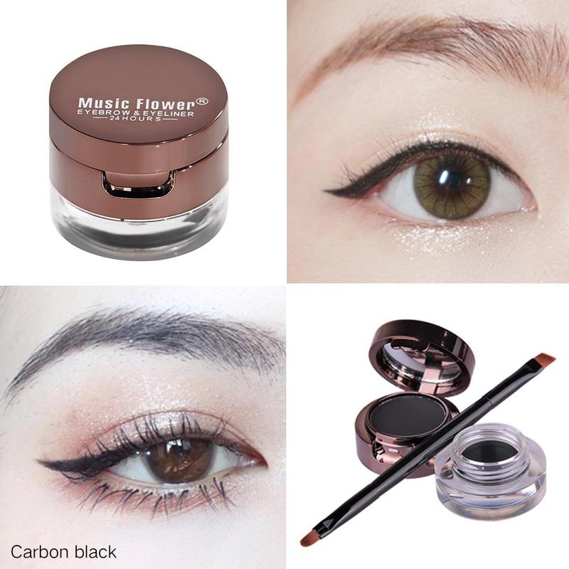 Eye Makeup Kit, Eyebrow Powder & Eyeliner Cream & Double-ended Makeup Brush & Eyebrow Glue & Eyebrow Brush, Long Lasting Waterproof Eyebrow Makeup Product