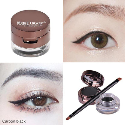 Eye Makeup Kit, Eyebrow Powder & Eyeliner Cream & Double-ended Makeup Brush & Eyebrow Glue & Eyebrow Brush, Long Lasting Waterproof Eyebrow Makeup Product