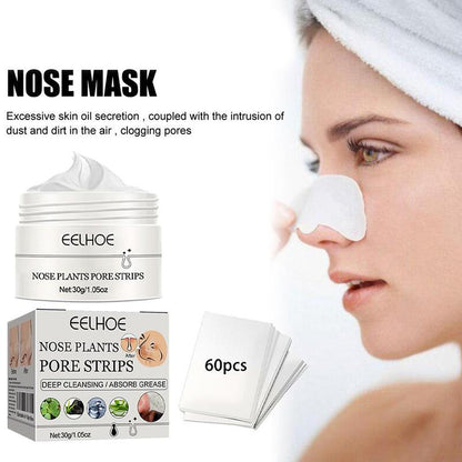 Deep Cleansing Nose Mask, 1 Count Nose Pore Cleaning Mask with 60pcs Paper, Deep Cleansing Nose Mask, Facial Skincare Products for Women and Man, Back to School