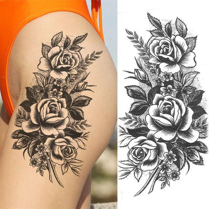 Flower Pattern Temporary Tattoo Sticker, 10pcs/set Fake Tattoo Sticker, Body Art Sticker for Women & Men, Realistic Tattoo Sticker for Arms, Neck, Ankle, Legs, Painless Body Art Decoration